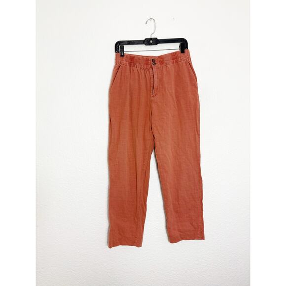 Marine Layer Elle Relaxed Crop Pants Size Medium Rust Orange Preppy Minimalist - Picture 3 of 13